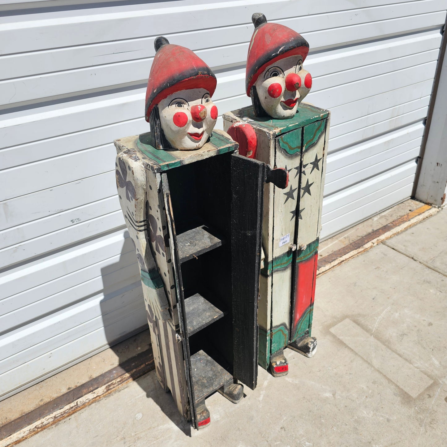 Pair of Folk Art Clown Cabinets