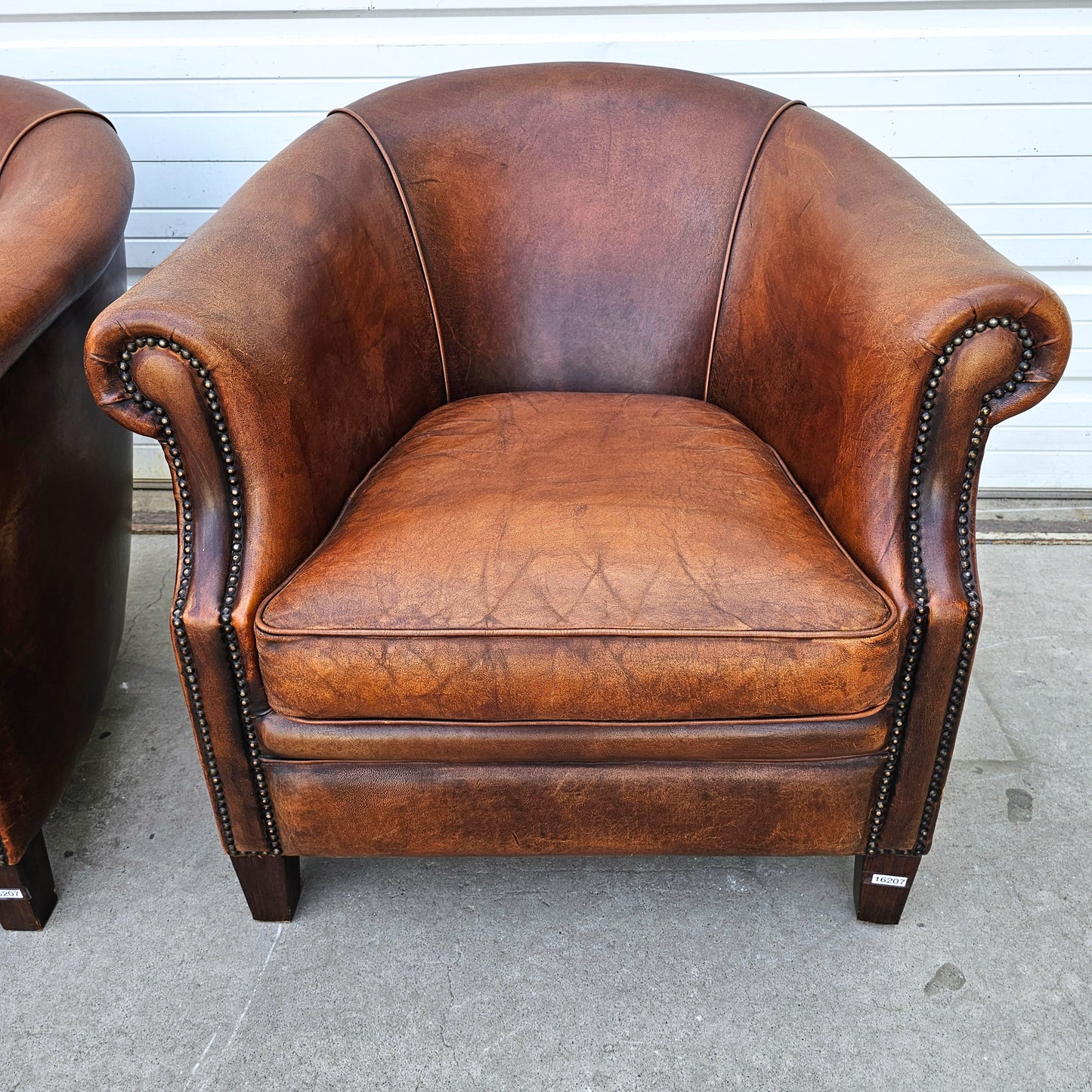 Pair of French Leather Club Chairs