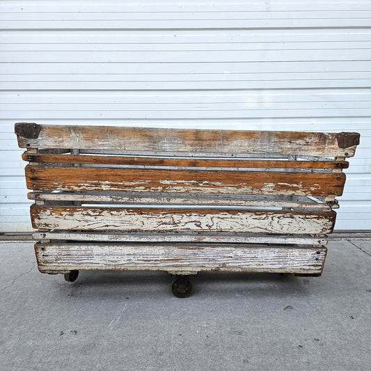 Rolling Textile White Wood Crate