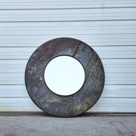 Round Industrial Galvanized Mirror