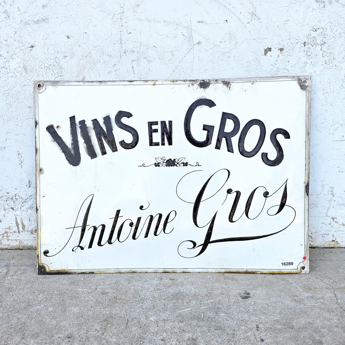 Vins en Gros (Antoine Gros), French Enamel Sign