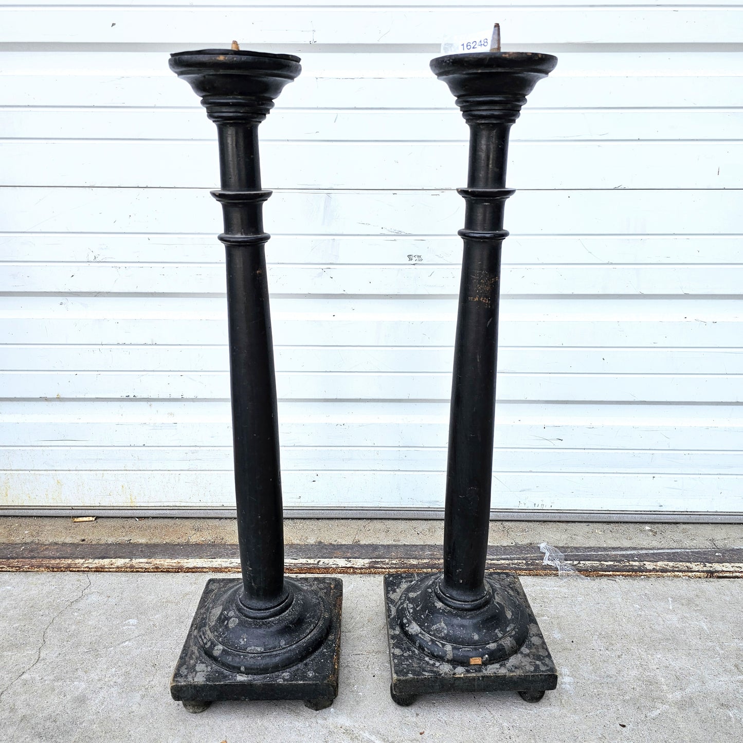 Pair of 19th C. French Wooden Candlesticks