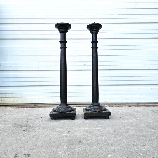 Pair of 19th C. French Wooden Candlesticks