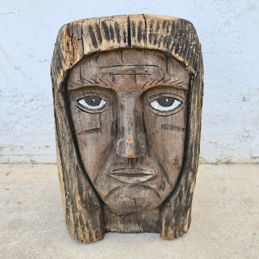 Carved Native American Head (Folk Art)