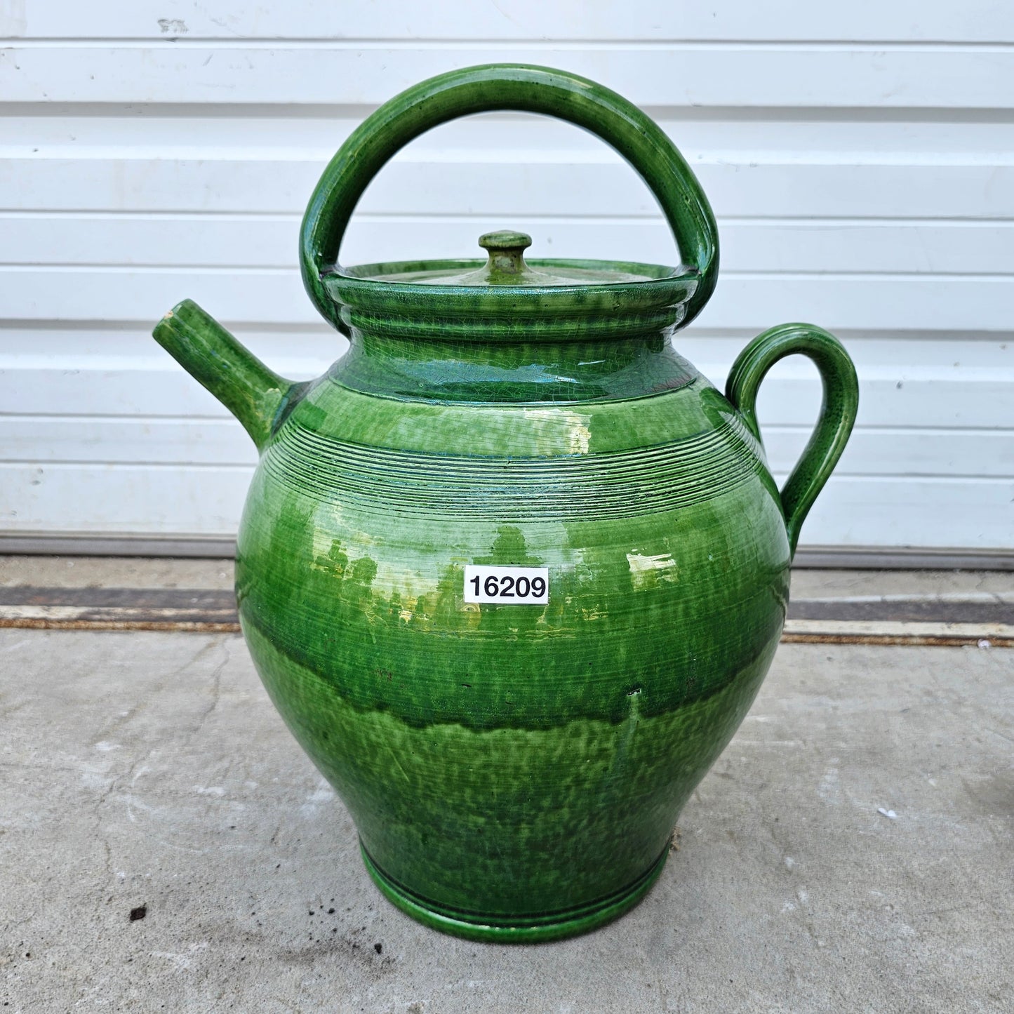 XL French Green Water Jug with Lid