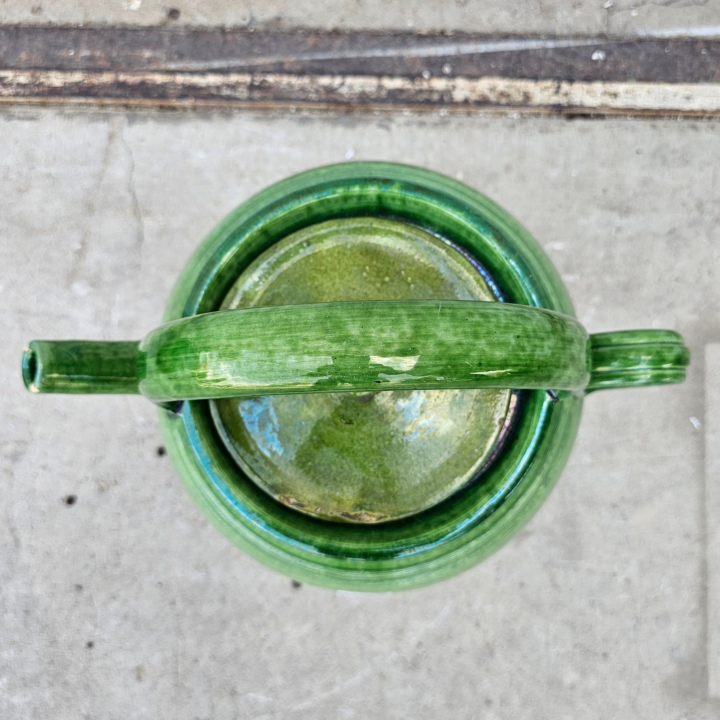 XL French Green Water Jug with Lid