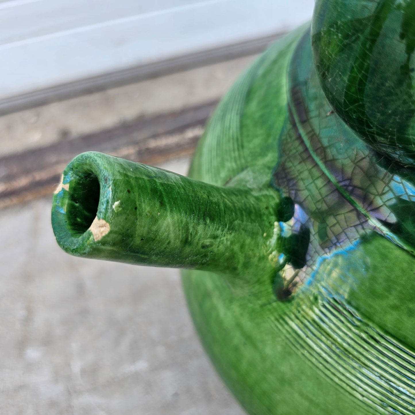 XL French Green Water Jug with Lid