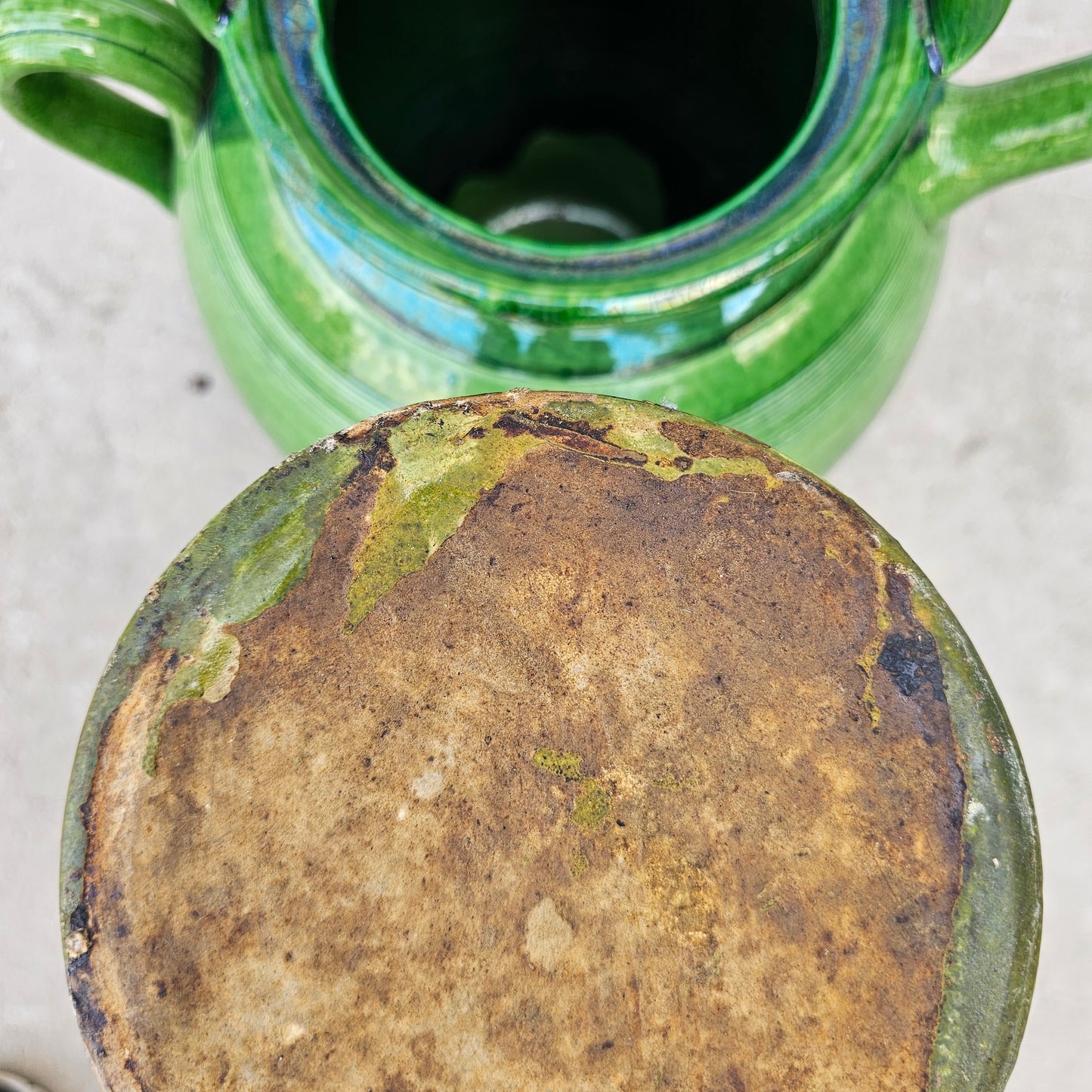 XL French Green Water Jug with Lid