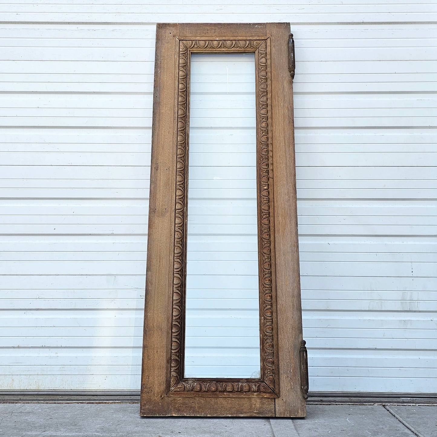 Single Antique Carved Wood and Single Lite Hotel Lobby Door