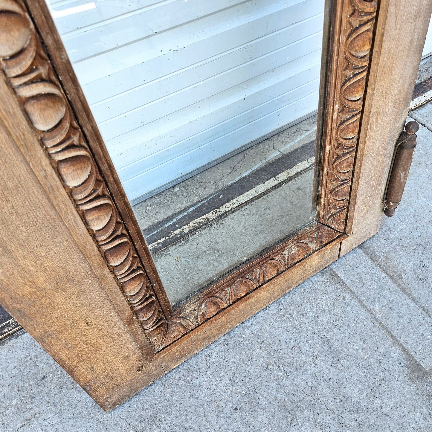 Single Antique Carved Wood and Single Lite Hotel Lobby Door