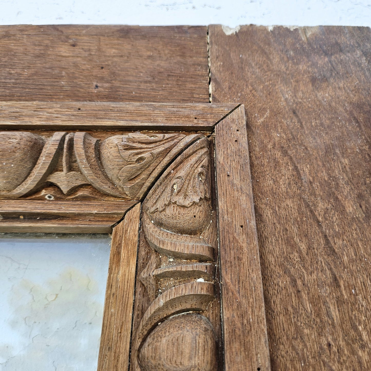 Single Antique Carved Wood and Single Lite Hotel Lobby Door