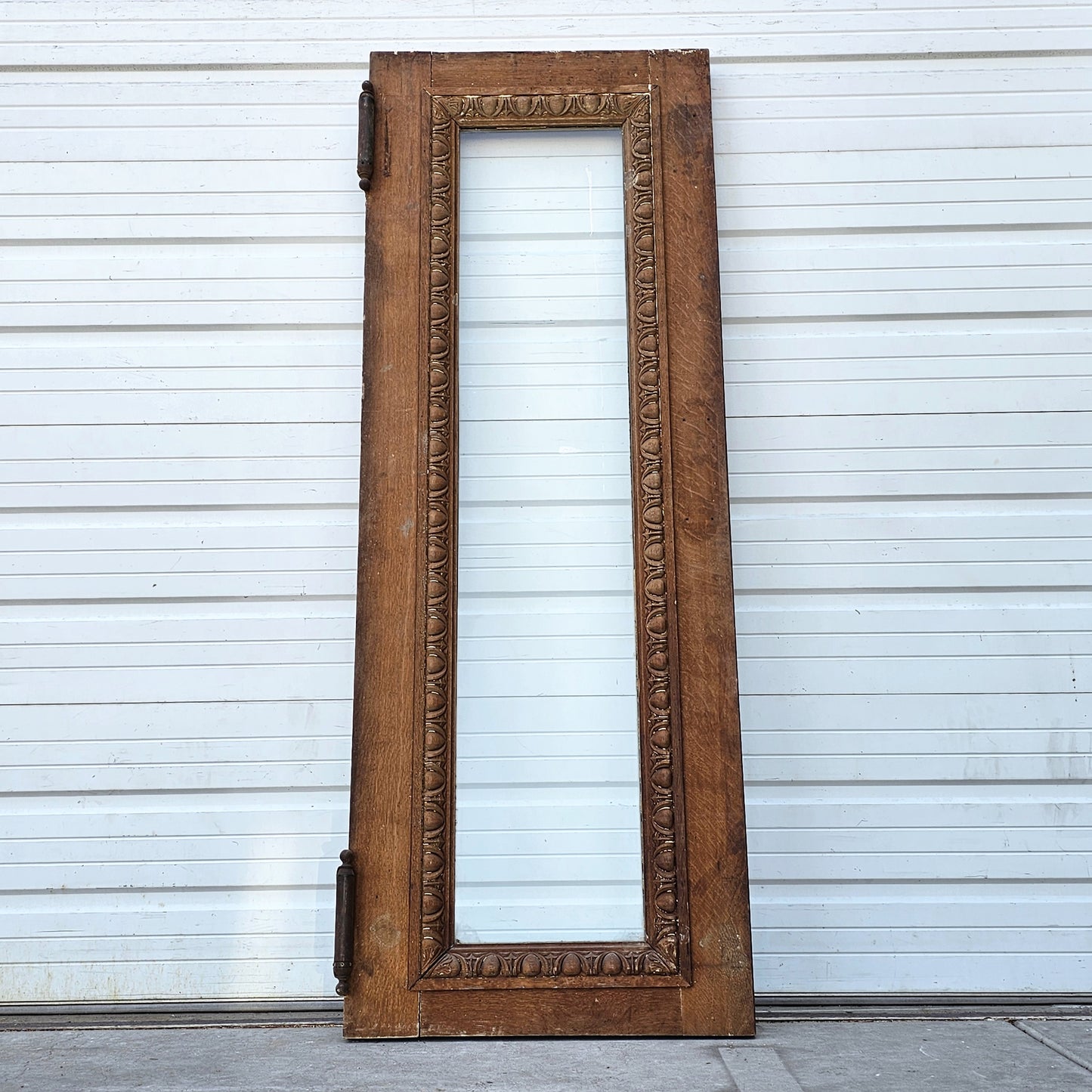 Single Antique Carved Wood and Single Lite Hotel Lobby Door