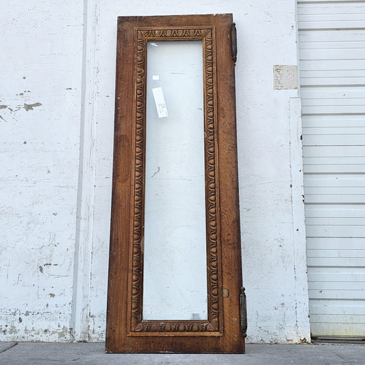 Single Antique Carved Wood and Single Lite Hotel Lobby Door