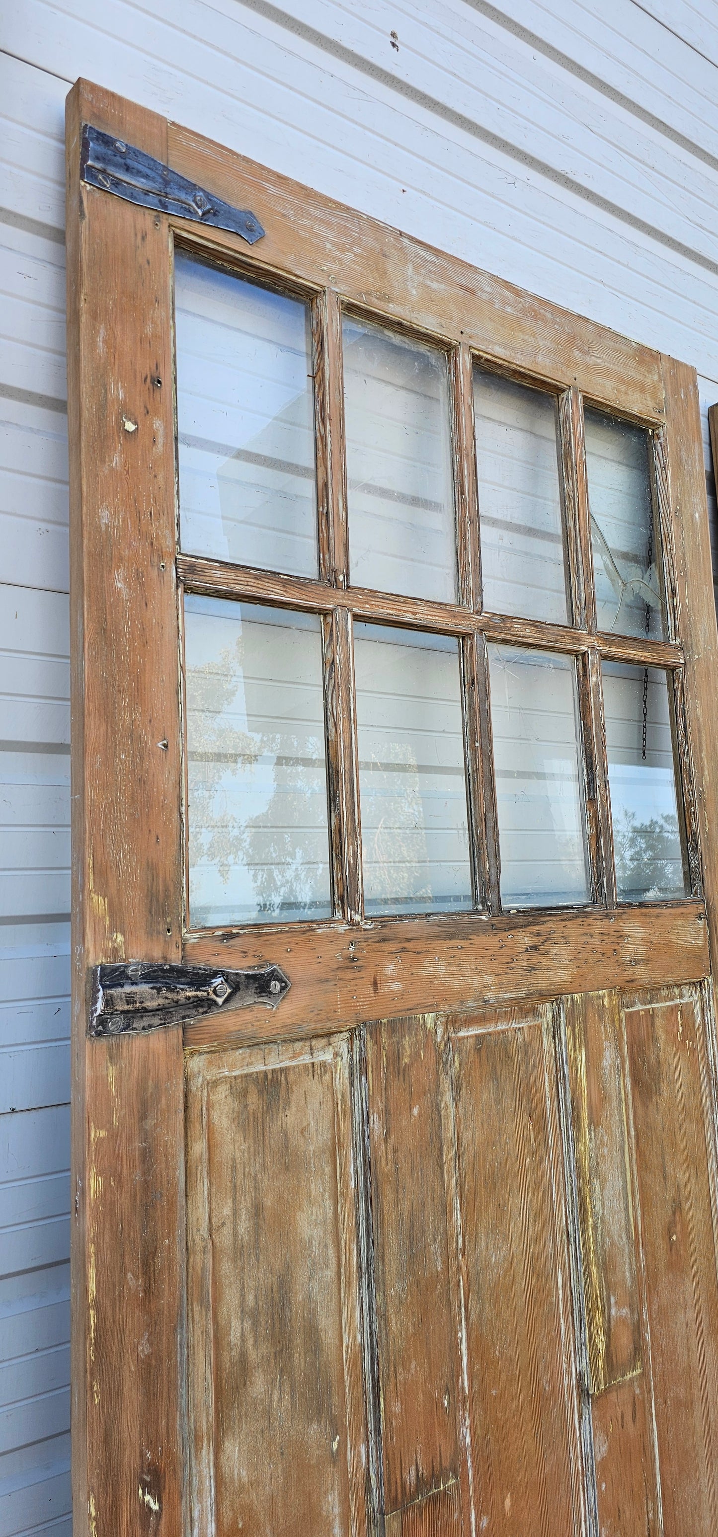 Pair of Large Yellow Carriage House Doors with 6 Lites