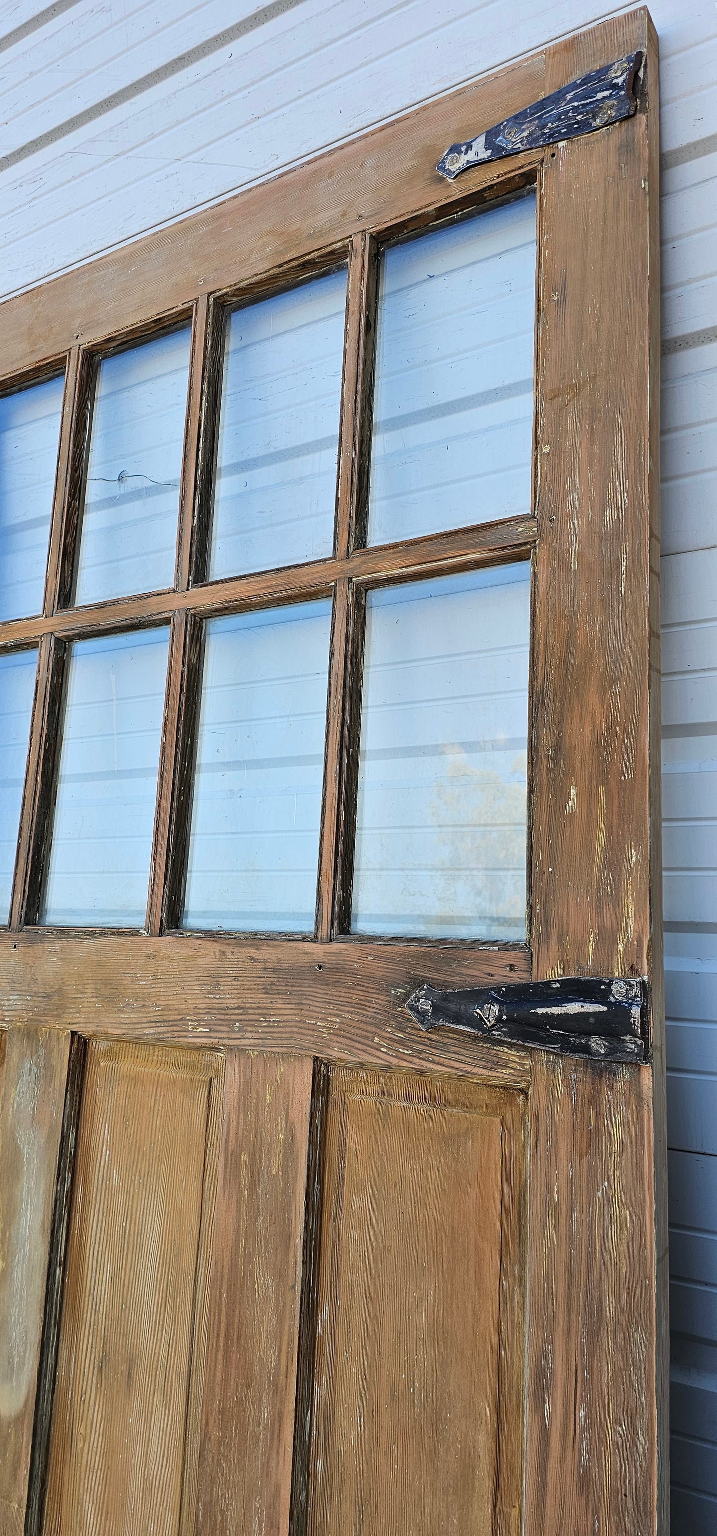 Pair of Large Yellow Carriage House Doors with 6 Lites