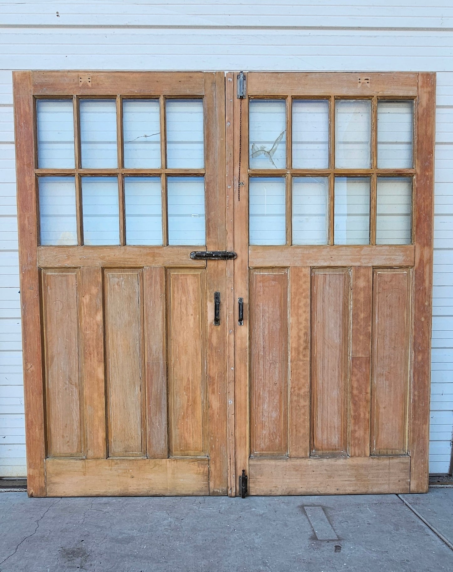 Pair of Large Yellow Carriage House Doors with 6 Lites