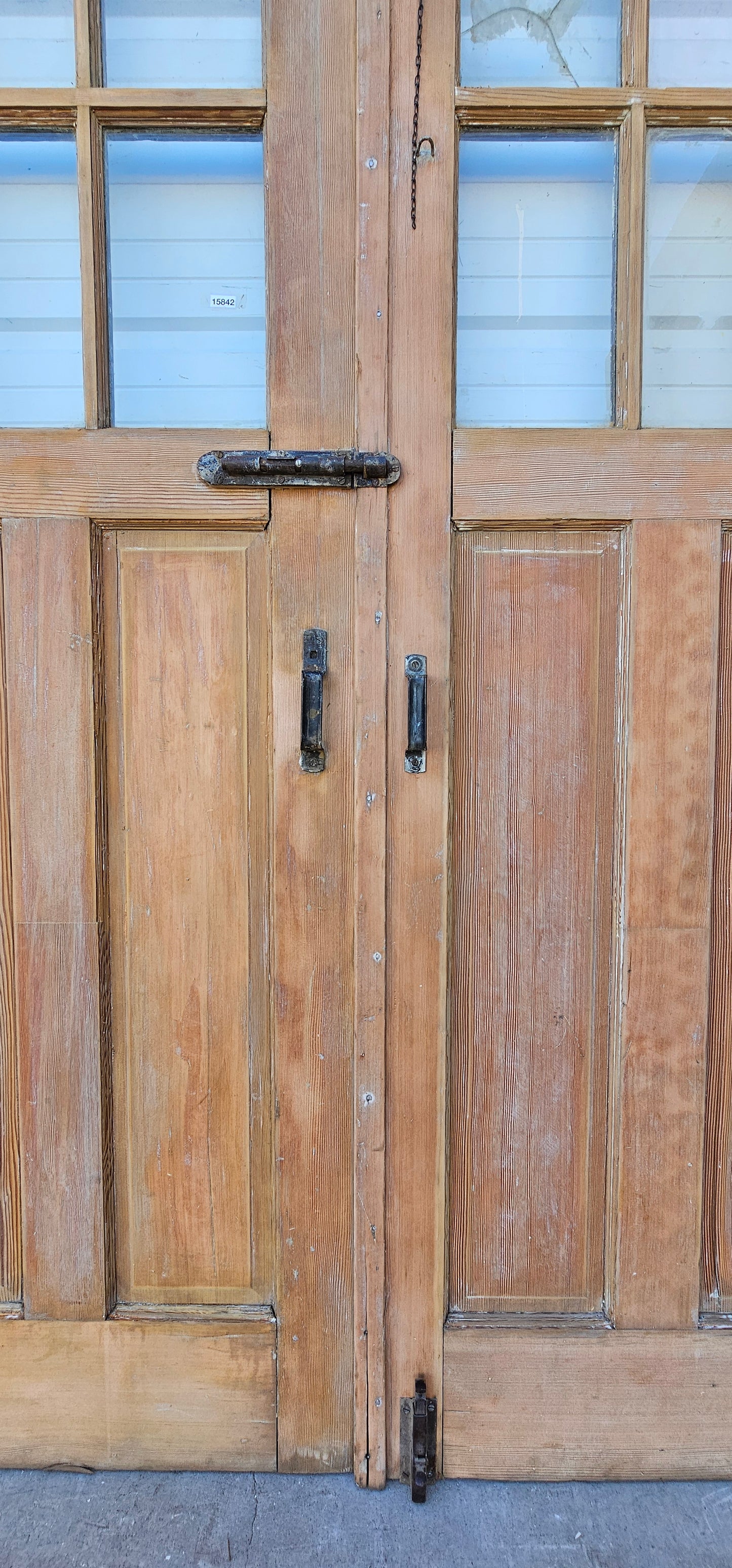 Pair of Large Yellow Carriage House Doors with 6 Lites