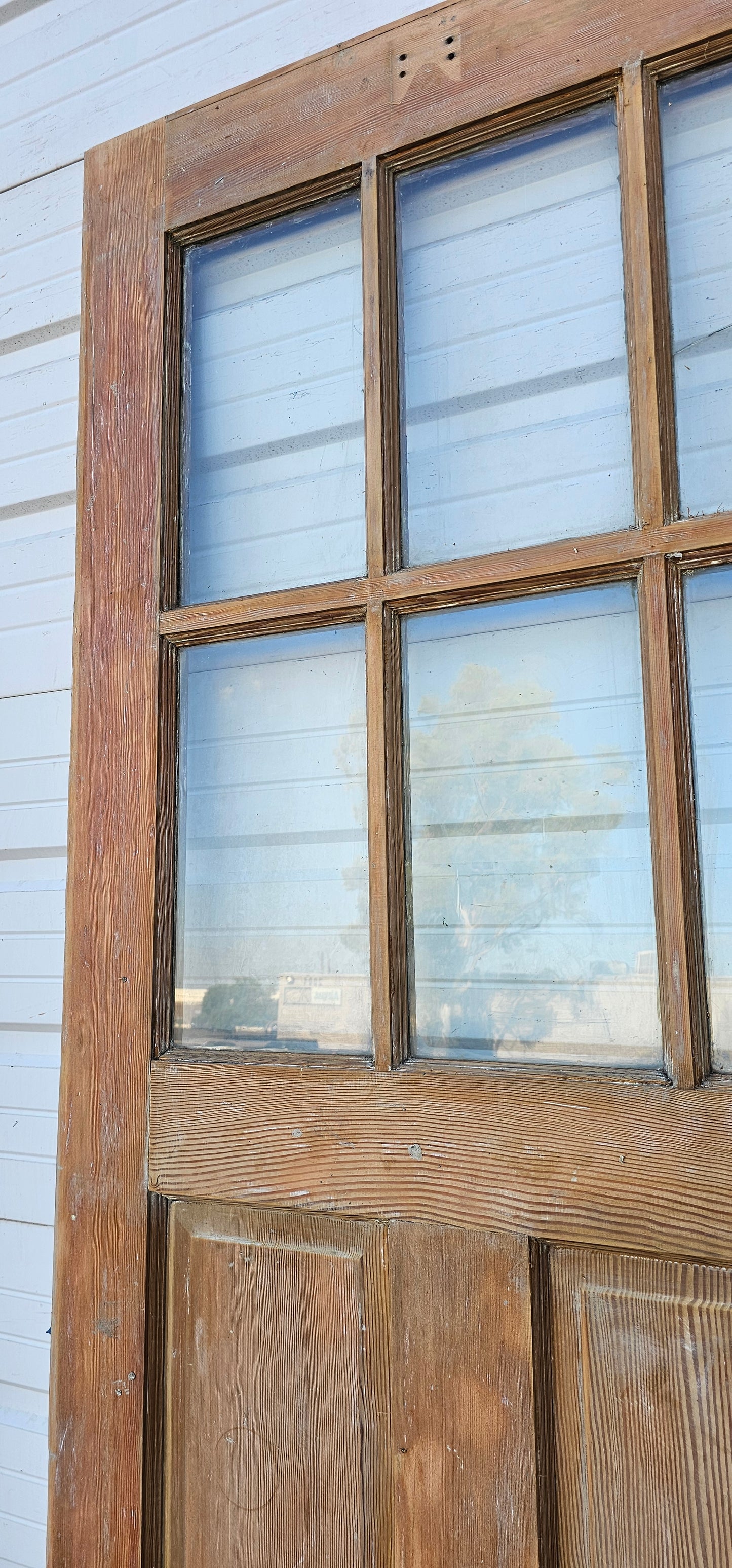 Pair of Large Yellow Carriage House Doors with 6 Lites