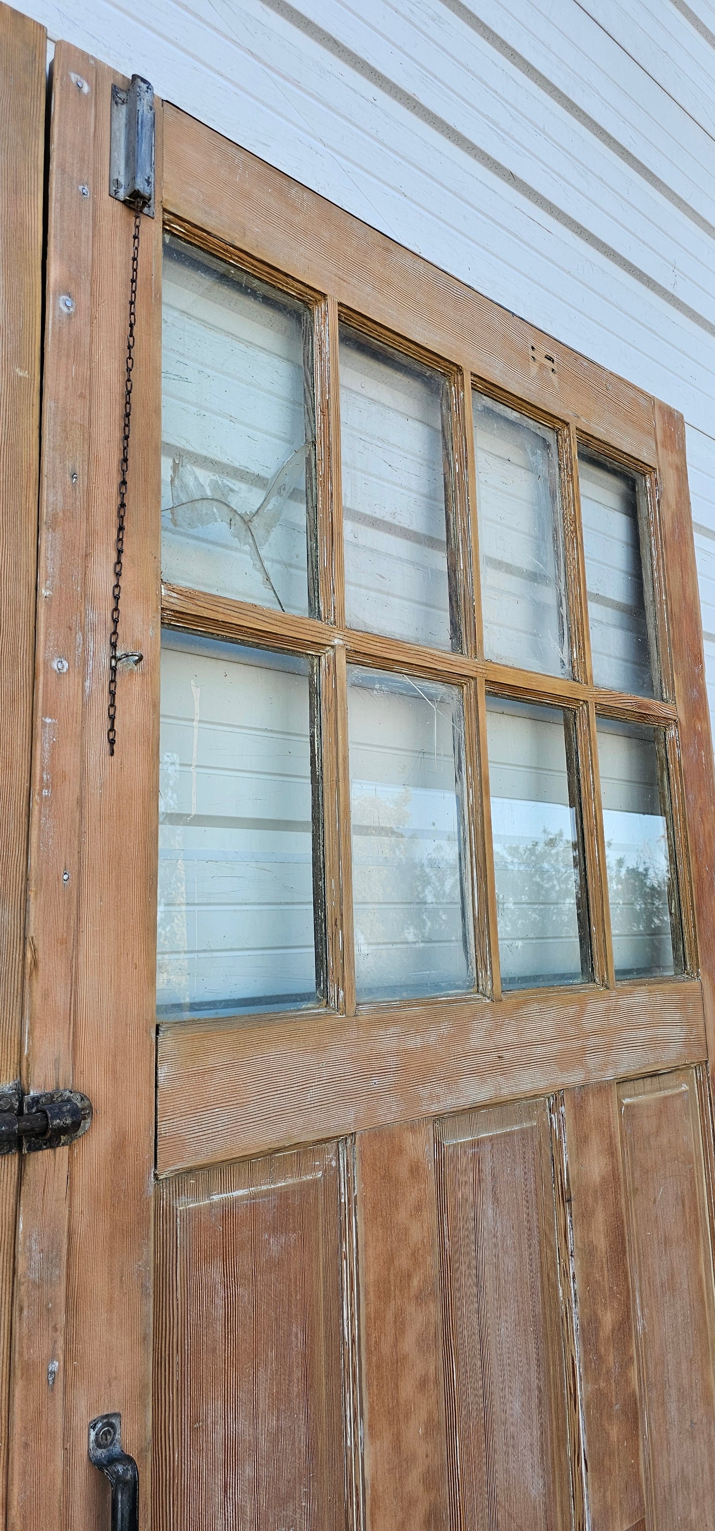 Pair of Large Yellow Carriage House Doors with 6 Lites