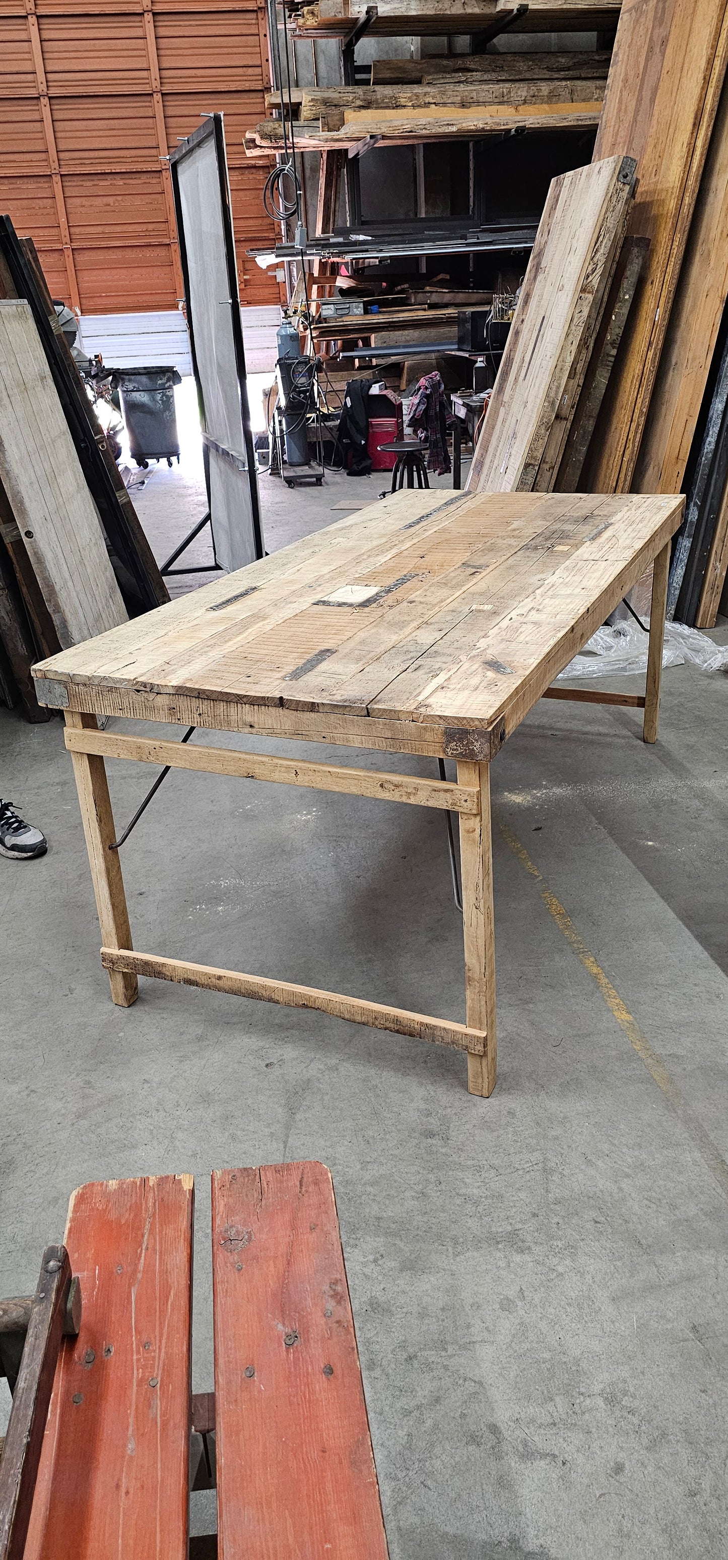 Stripped Wood Folding Table