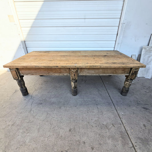 Large Work Table with Turned Legs