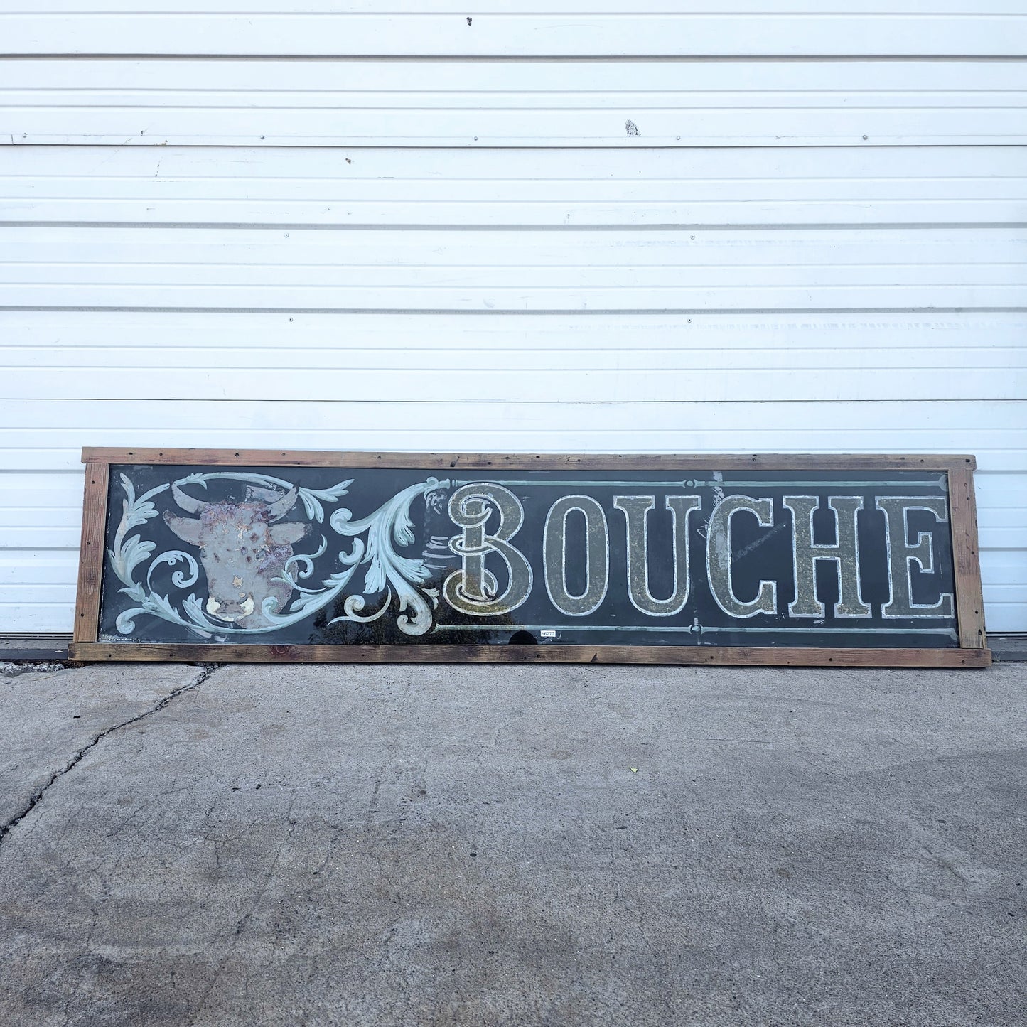 Framed Reverse Painted Glass French Butcher’s (Boucher) Sign