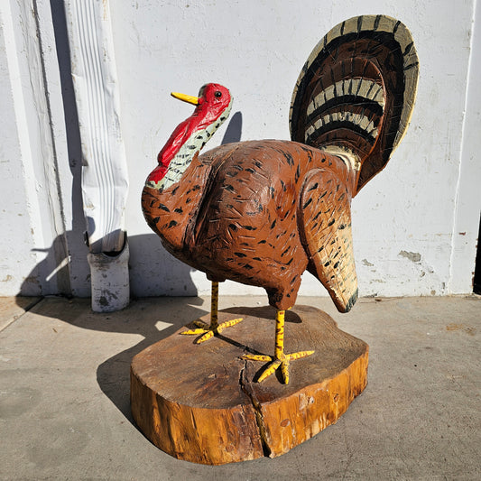 Carved Wooden Folk Art Turkey