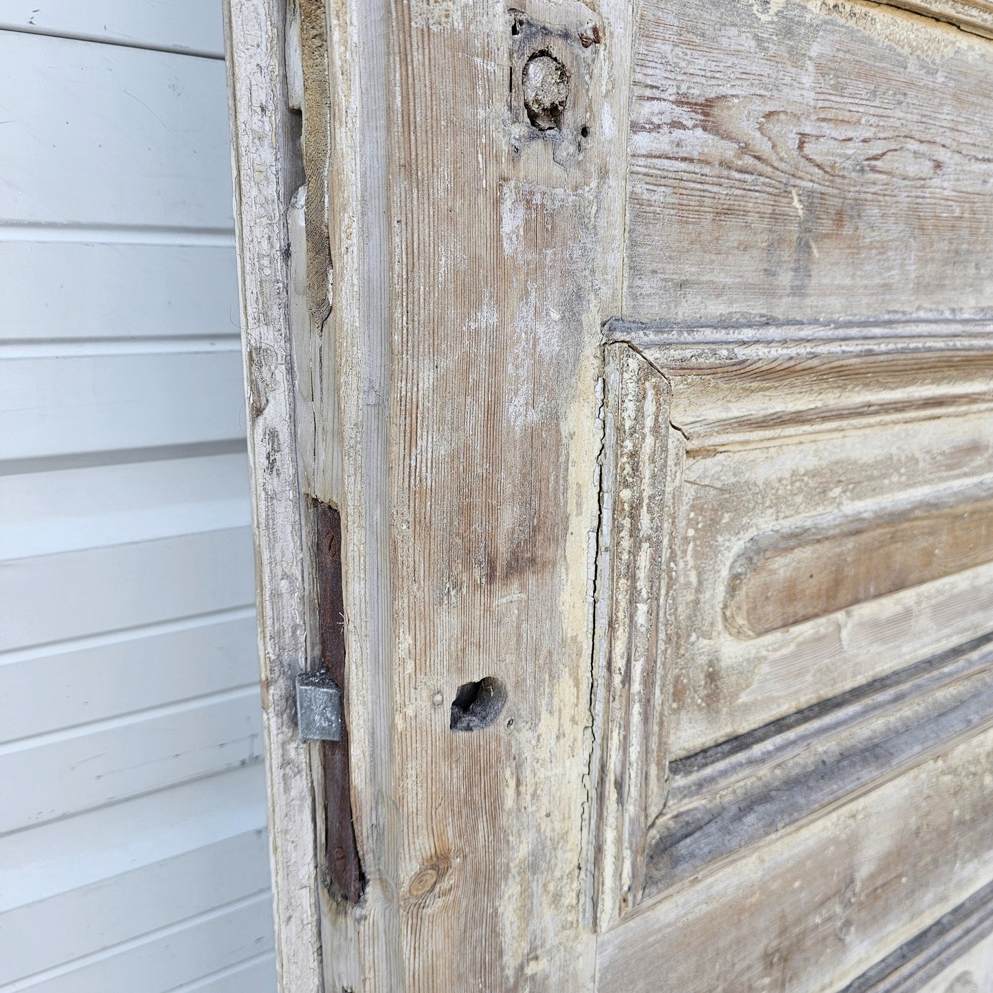 Single Bleached Wood Single Lite Antique Door