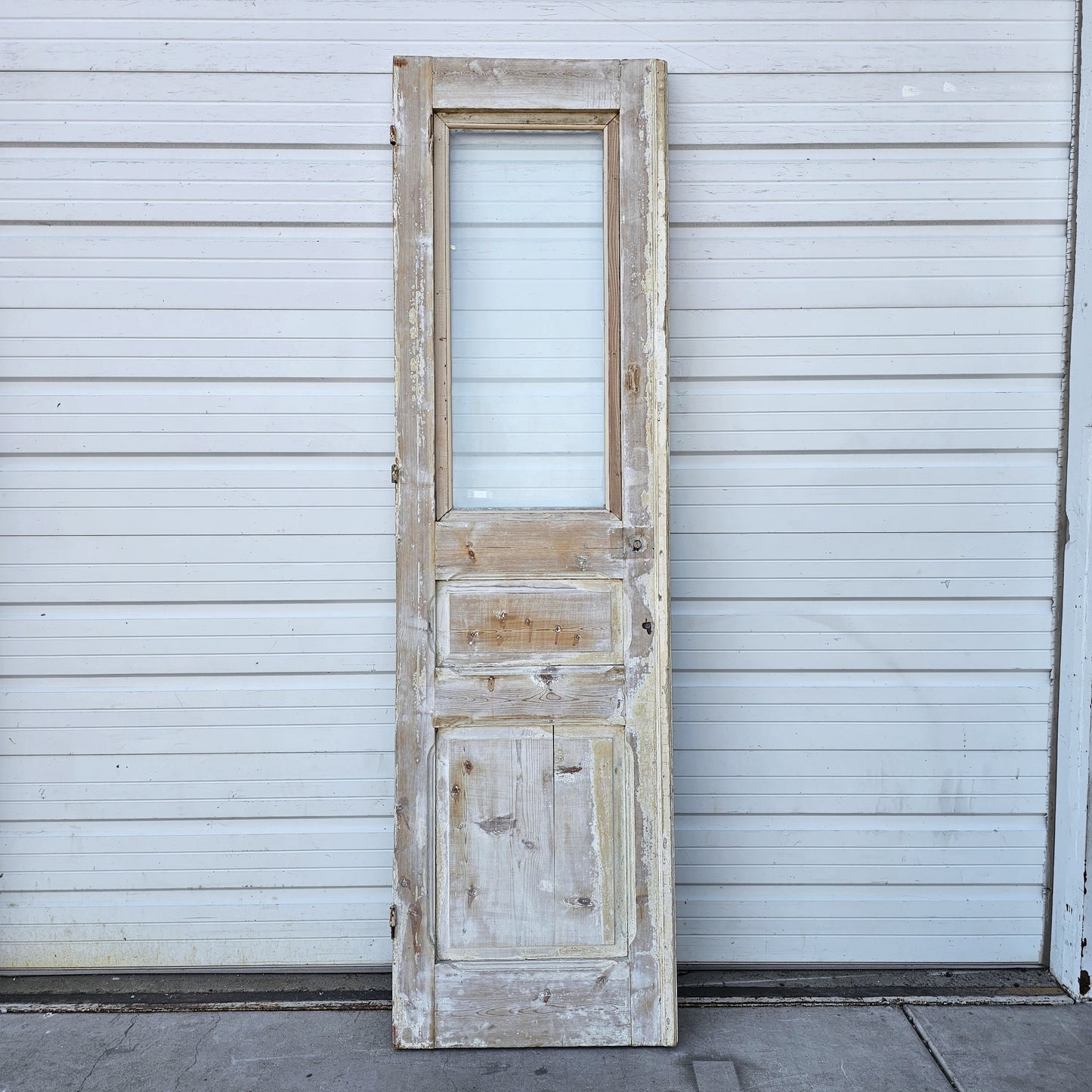 Single Bleached Wood Single Lite Antique Door