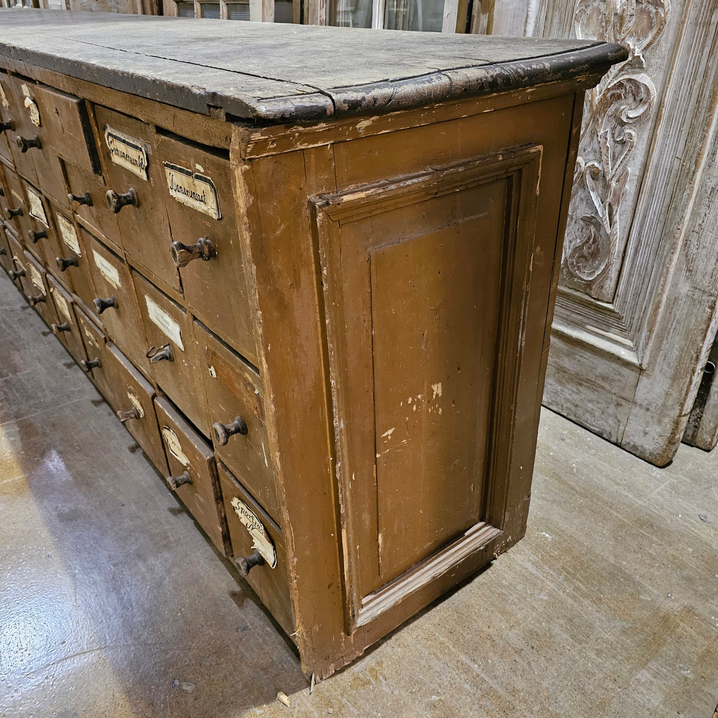 Antique 38 Drawer German Apothecary Counter/Cabinet