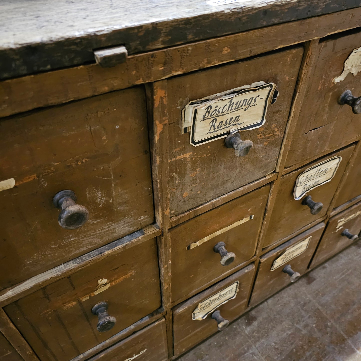 Antique 38 Drawer German Apothecary Counter/Cabinet