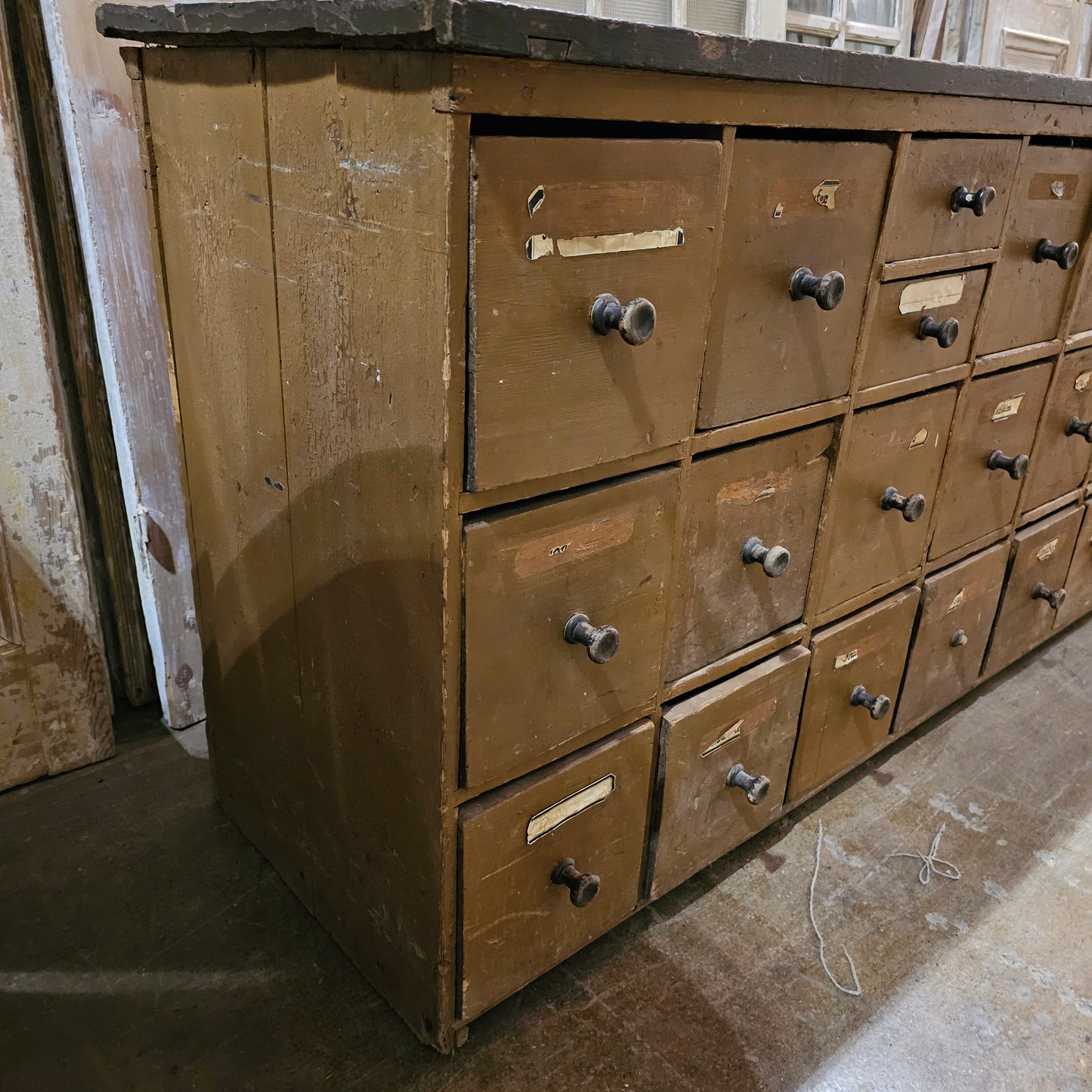 Antique 38 Drawer German Apothecary Counter/Cabinet