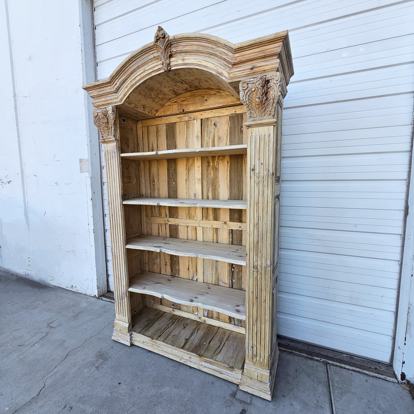 Stripped French Pine Display Cabinet/Bookcase