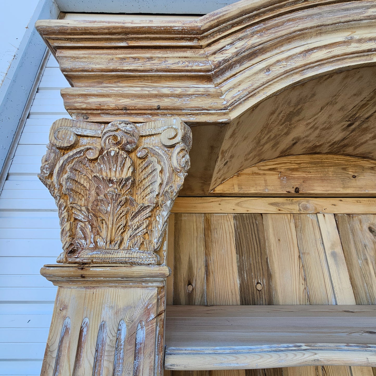 Stripped French Pine Display Cabinet/Bookcase