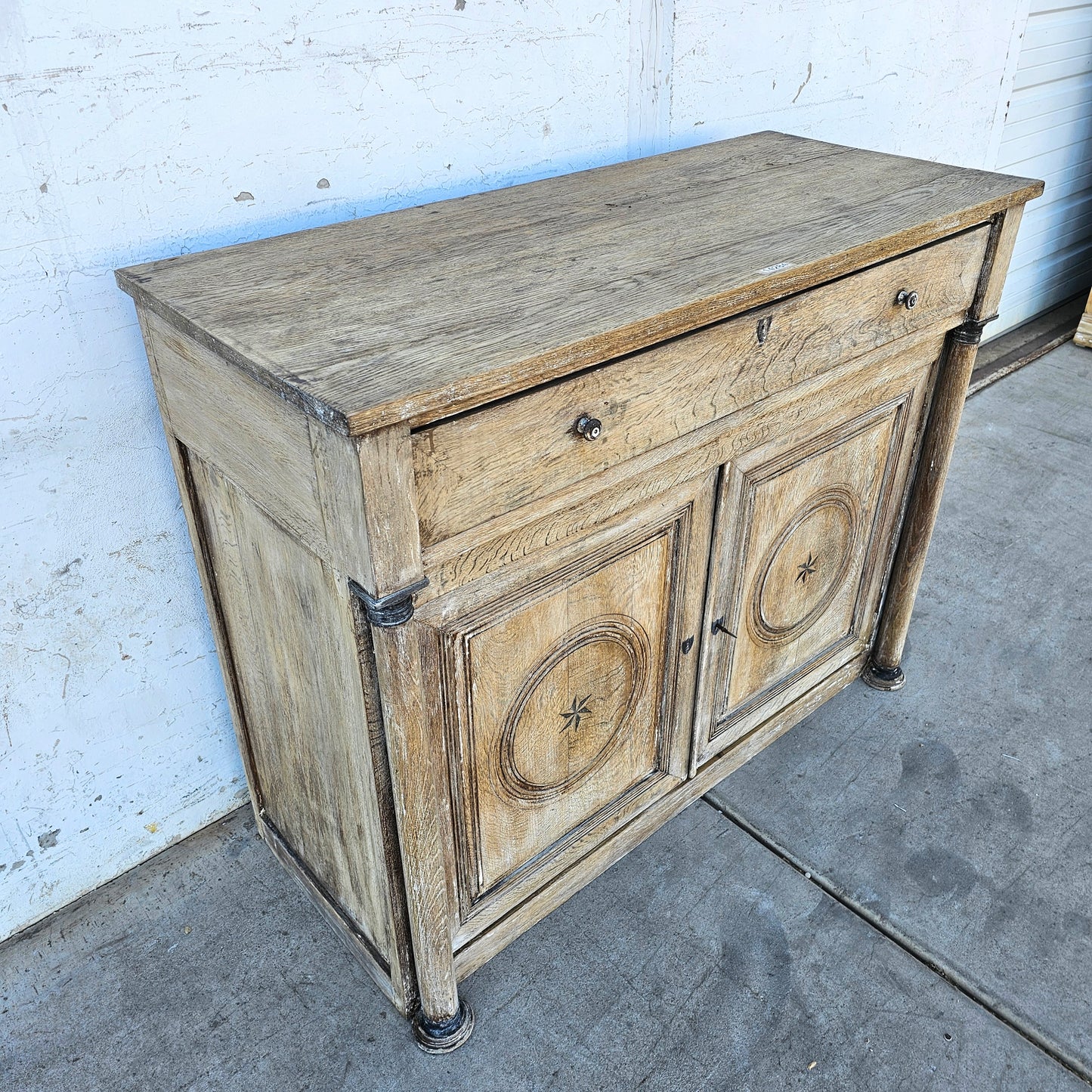 French Stripped Antique Sideboard Cabinet