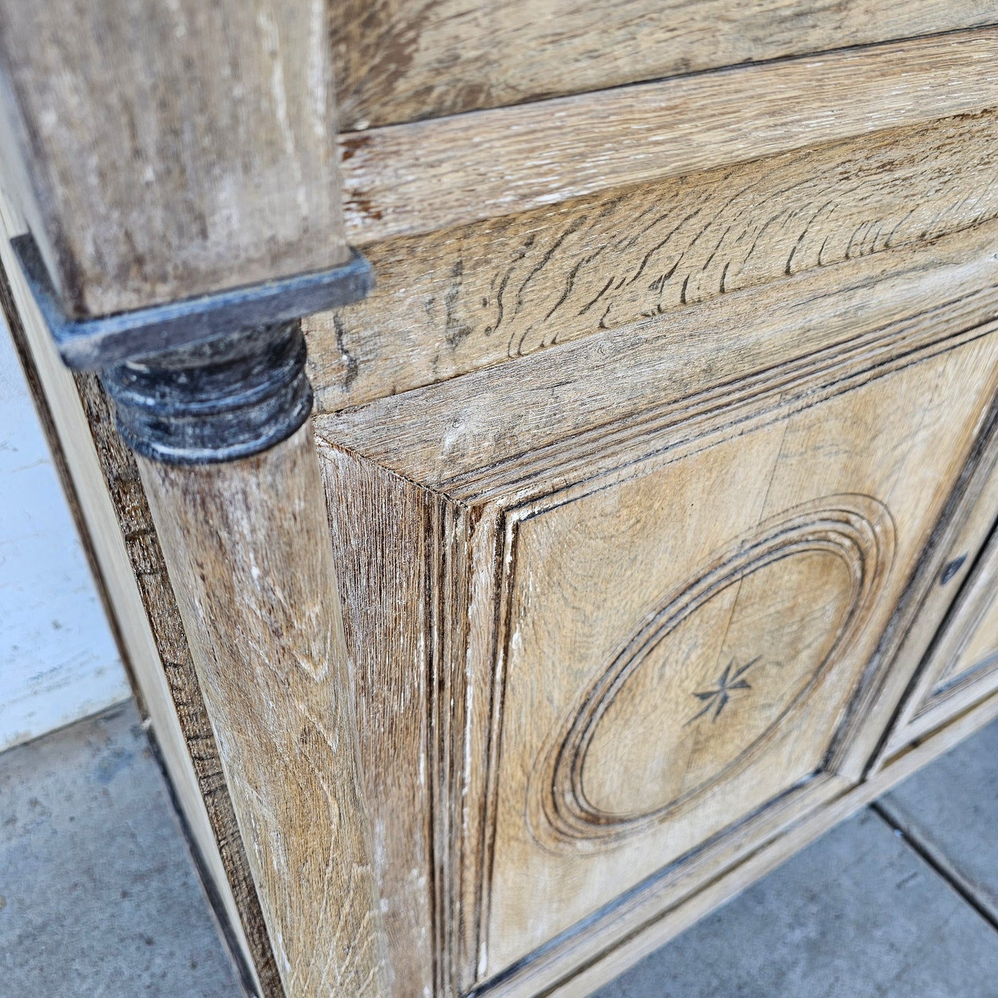 French Stripped Antique Sideboard Cabinet