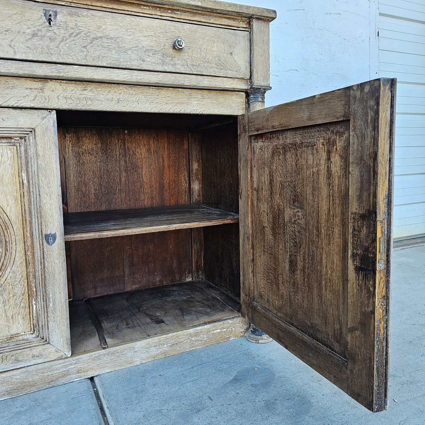 French Stripped Antique Sideboard Cabinet