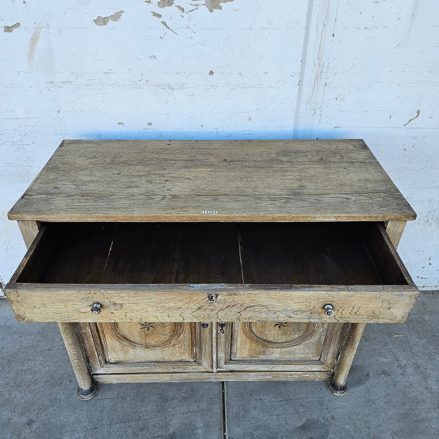 French Stripped Antique Sideboard Cabinet