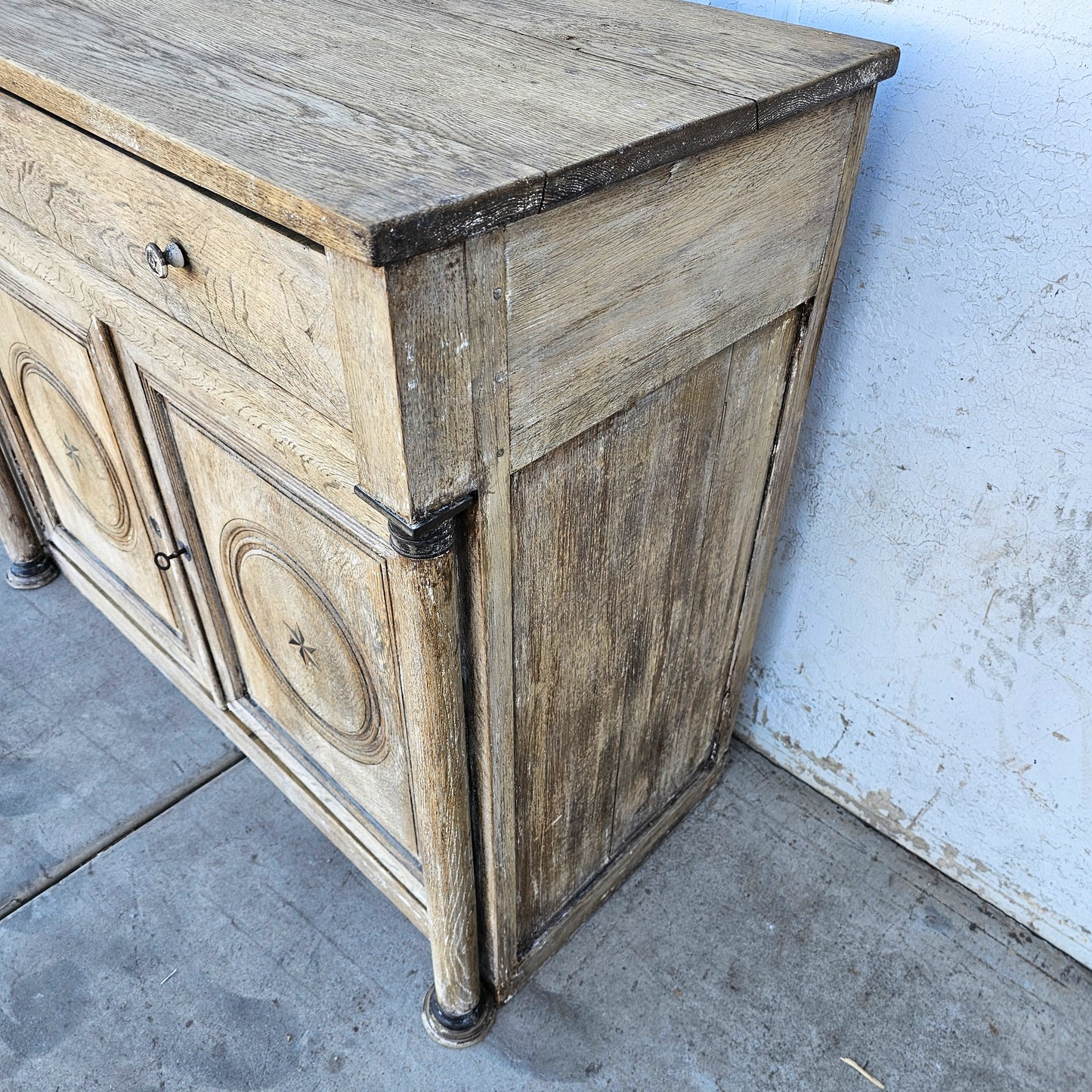 French Stripped Antique Sideboard Cabinet