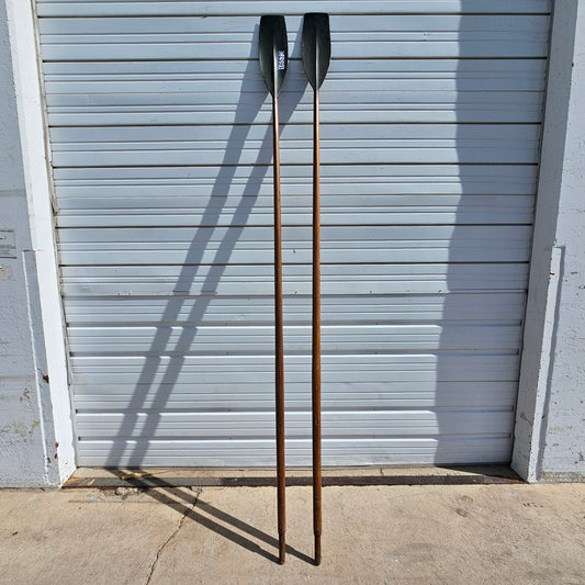 Pair of Vintage Carved Wooden Oars