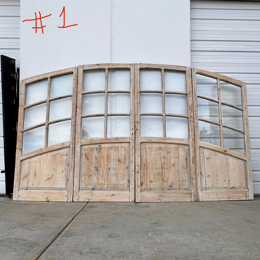 Set of Arched Washed Wood Doors w/24 Lites