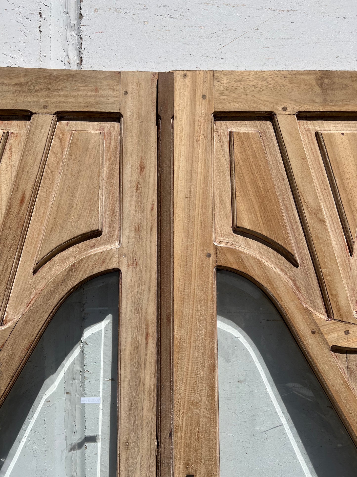 Pair of Carved Entrance Doors w/2 Single Glass Lites