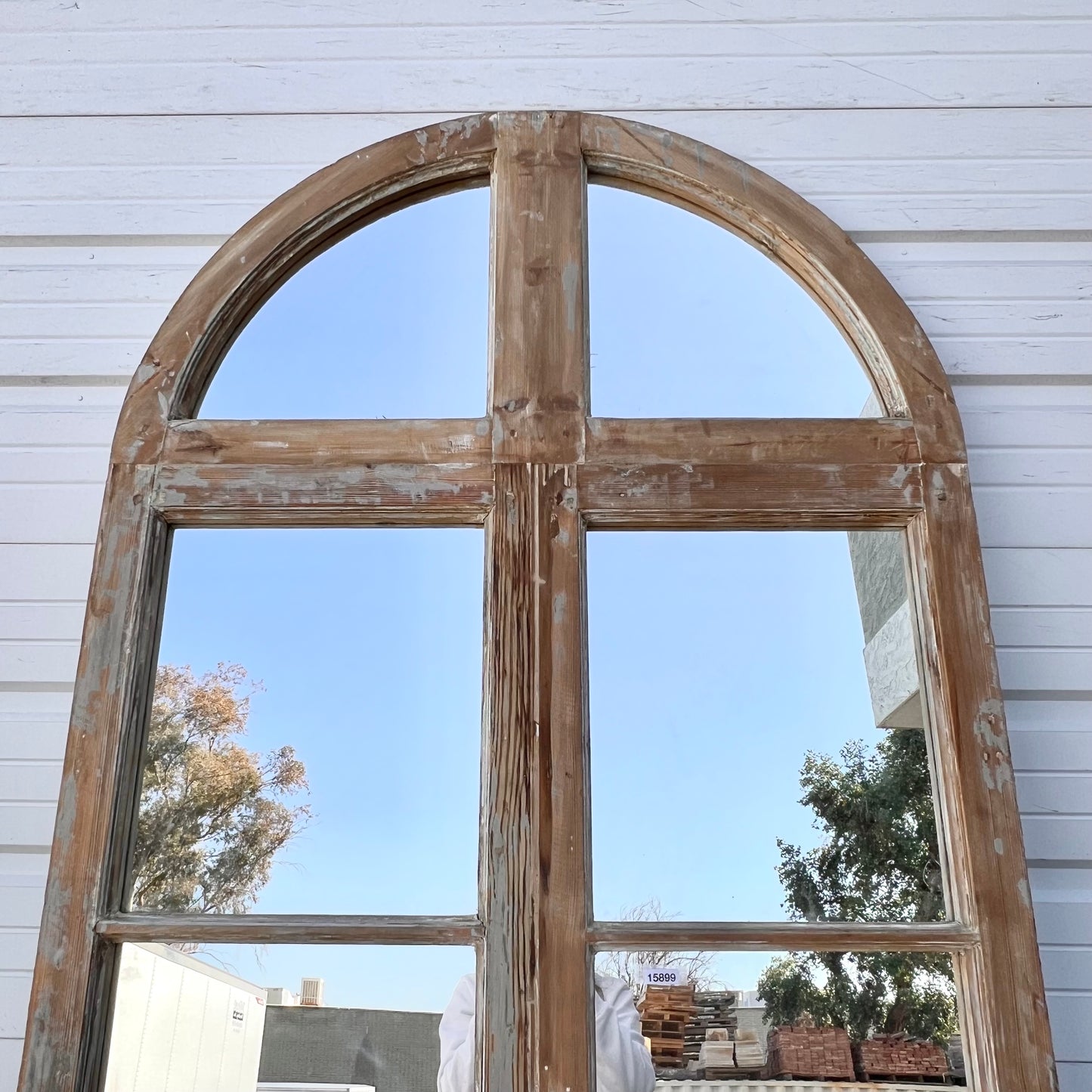 Wood Arched Mirror w/10 Panes
