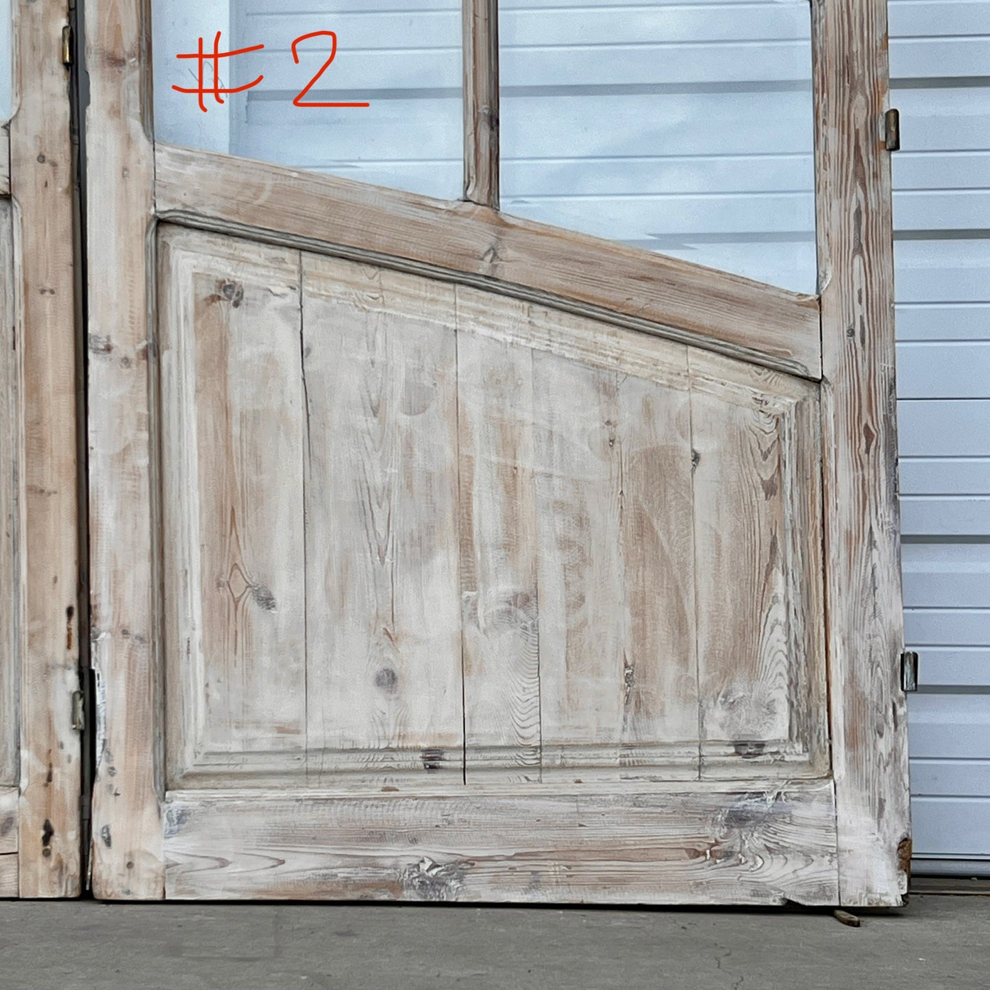 Set of Arched Washed Wood Doors w/24 Lites