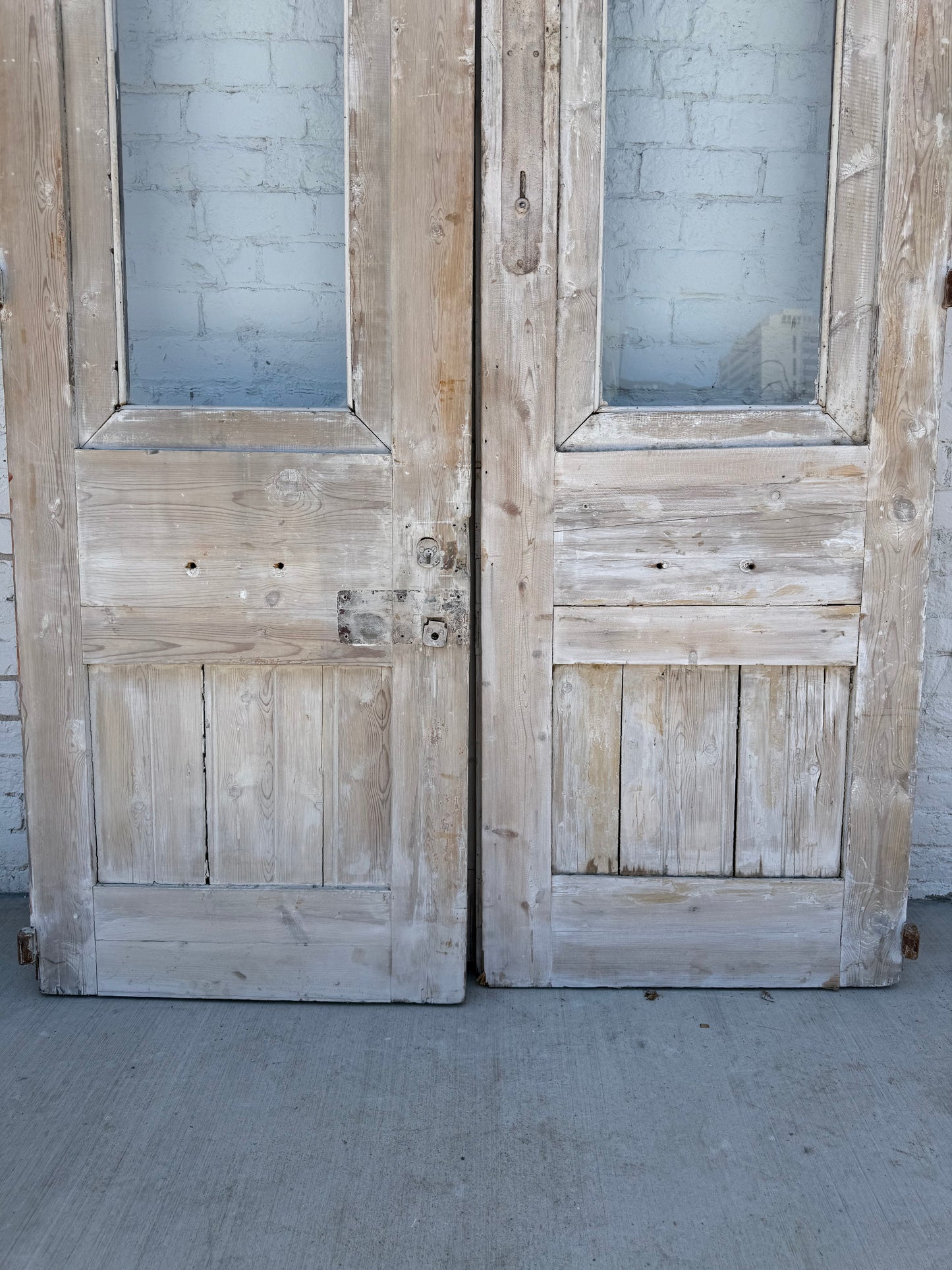 Pair of Washed French Carved Entrance Doors