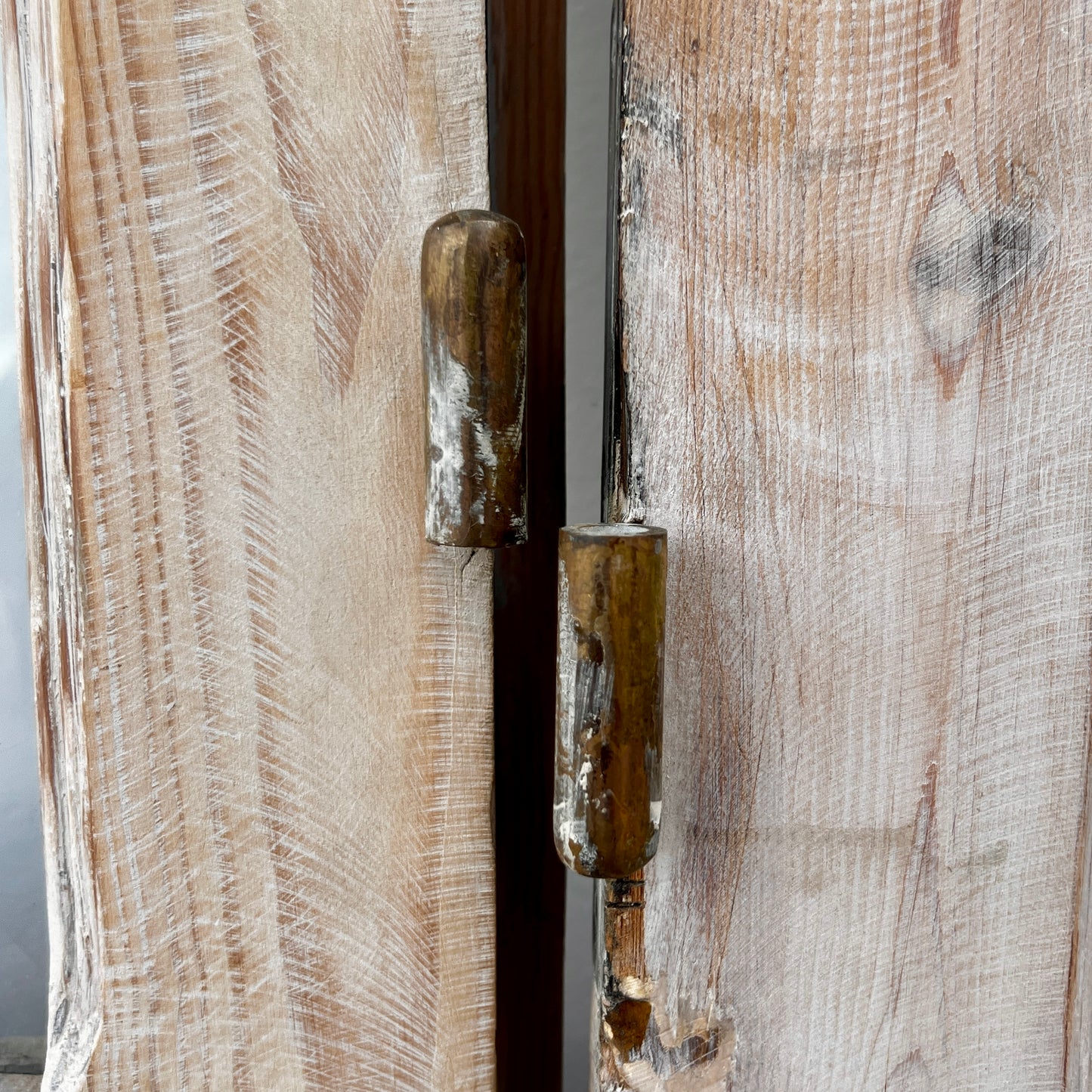 Set of Arched Washed Wood Doors w/24 Lites