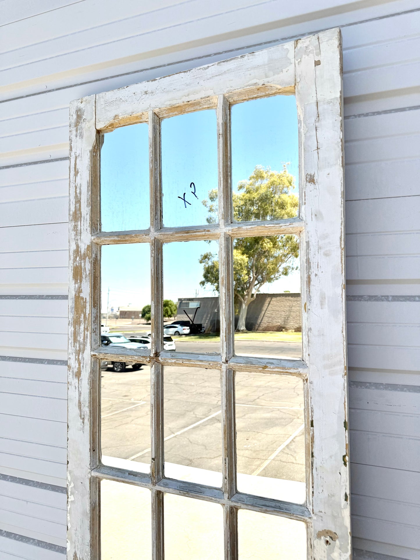 15 Pane Double-Sided Mirrored Single Antique Door