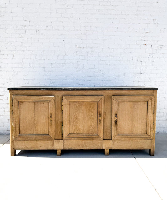 Bleached Oak Sideboard With Marble Top, c.1850 from Bretagne Region of France