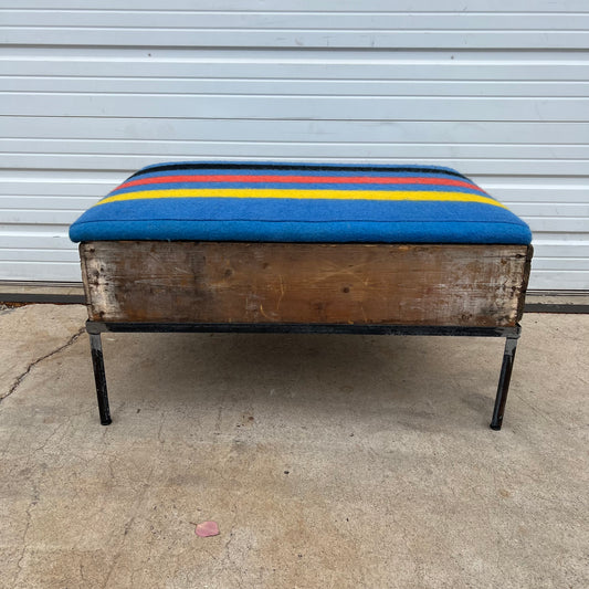 Raisin Box Ottoman with Camp Blanket Top