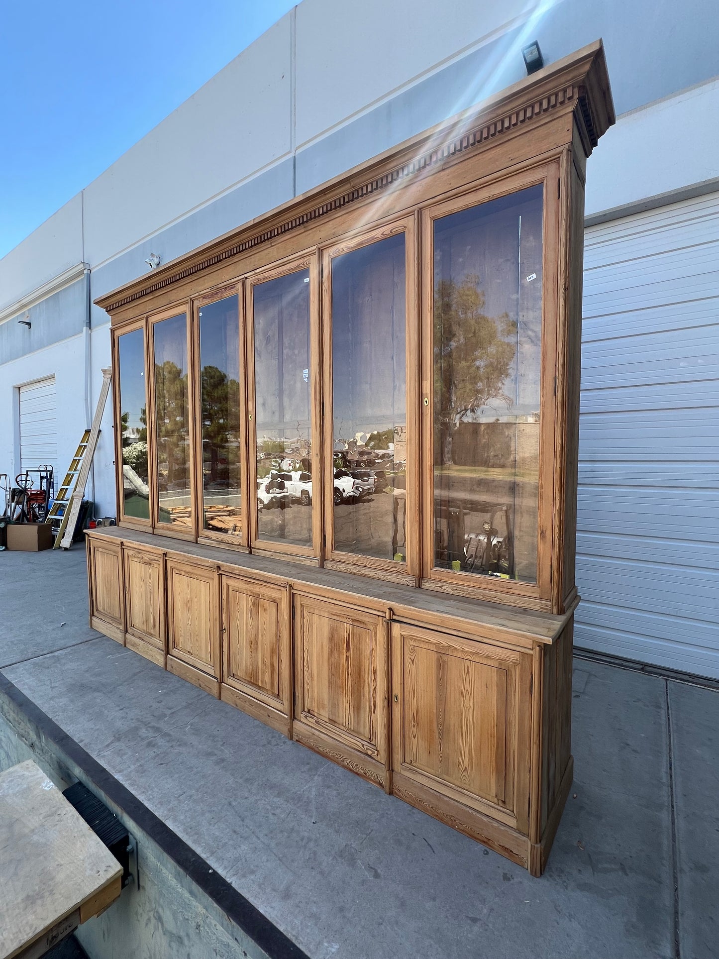 Stately Wood and Glass Front Bookcase Display Cabinet